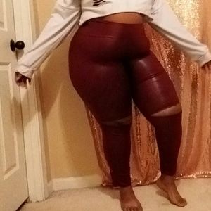 Cut out  Pleather Stretchy Leggings
